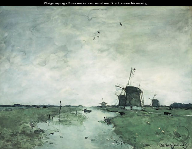 Windmills in the polder - Johan Hendrik Weissenbruch