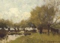 Cows under willows by a pond - Johan Hendrik Weissenbruch