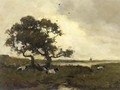 Cattle resting under a tree in a polder landscape - Johan Hendrik Weissenbruch