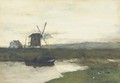 A windmill in a polder landscape - Johan Hendrik Weissenbruch
