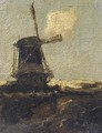 A figure passing a windmill - Johan Hendrik Weissenbruch
