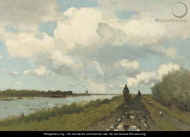 Langs de Vaart along the river near Noorden - Jan Hendrik Weissenbruch