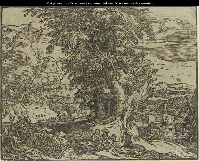 Landscape with Trees and a Shepherd Couple - Hendrick Goltzius