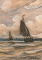 Bomschuiten at sea - Hendrik Willem Mesdag