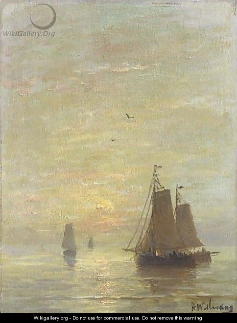 A calm sea at sunset - Hendrik Willem Mesdag