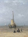 A Bomschuit in the breakers on a calm day - Hendrik Willem Mesdag