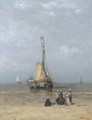 A Bomschuit in the breakers on a calm day - Hendrik Willem Mesdag
