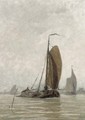 Sailingbarges in a breeze - Hendrik Willebrord Jansen