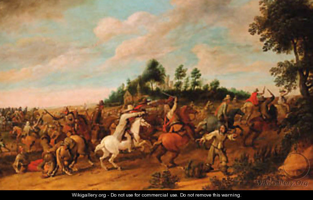 A cavalry battle - Hendrik Vershuring
