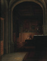 Saint Jerome writing by candlelight in a gothic chapel - Hendrick van, the Younger Steenwyck