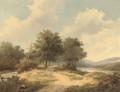 Woodgatherers on a sandy track - Hendrik Pieter Koekkoek