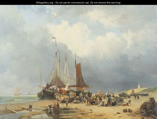 Sorting the catch on the beach of Scheveningen - Hendrikus van den Sande Bakhuyzen