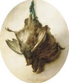 Partridges on a blue ribbon - Hendrika Wilhelmina Van Der Kellen