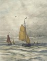 Bomschuiten on open sea - Hendrik Willem Mesdag