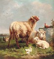 Sheep and chickens in a pasture - Henri De Beul