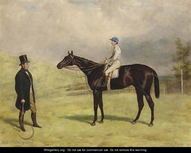 Bacchus, with jockey up, and his trainer Captain James Machell - Harry Hall