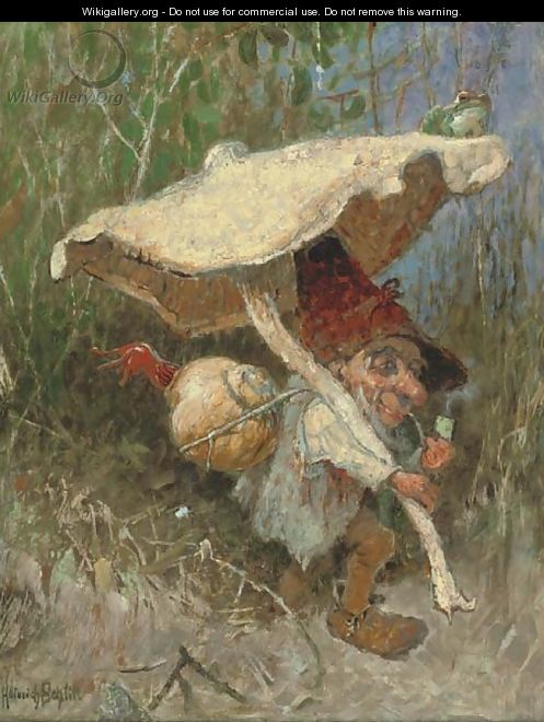 A travelling gnome with his toadstool - Heinrich Schlitt