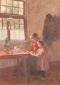Girls reading in an interior - Heinrich Martin Krabb
