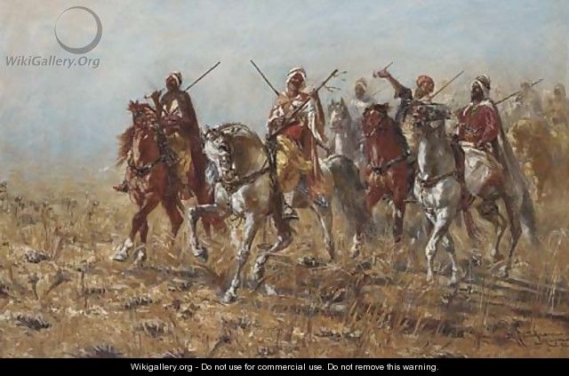 A gathering of Arab horsemen - Heinrich Maria Staackmann