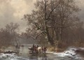 Loggers on a frozen waterway - Heinrich Hofer