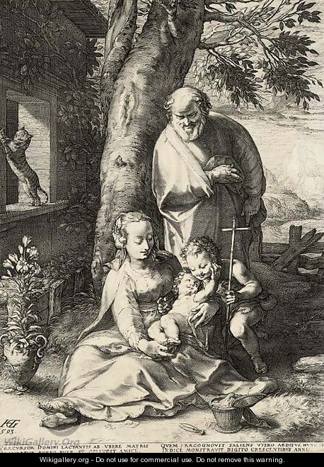 The Holy Family with Saint John - Hendrick Goltzius