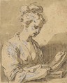 A girl, half-length, turned to the right reading from a book - Hendrick Bloemaert