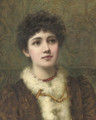 Portrait of a lady, bust-length, wearing a red bead necklace - Helen Jackson
