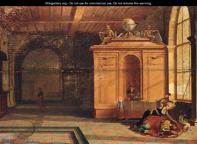 The interior of a palace with Jael slaying Sisera - Hendrick Van Steenwijk II