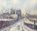 L'entree du village de Mortain sous le neige - Gustave Loiseau