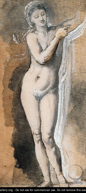 Femme nue (tude avec drap) - Gustave Moreau