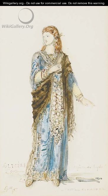 Costume design for Glycere from the final act of the opera Sapho by Charles Gounod - Gustave Moreau
