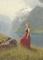 A young harvester at a sunlit fjord - Hans Dahl