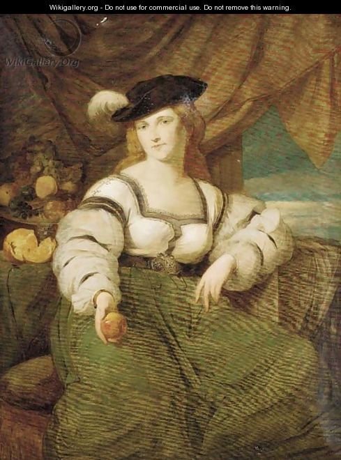 Portrait of a lady, three-quarter length, seated before a window - Hans (Johann von Strasiripka) Canon