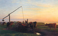 Cattle Watering At Sunrise - Hans Brasen