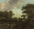An extensive landscape with horsemen and travellers near the edge of a wood - Haarlem School