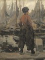 A Volendam fisherman looking over the harbour - Hans von Hayek