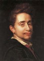 Portrait of a young man, bust-length, in a dark coat - Hans Von Aachen