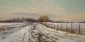 A figure in a winter landscape - Hans Gabriel Friis