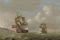 An English warship pursuing a Frenchman up the coast - Francis Swaine