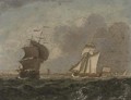 An Admiralty yacht running down the coast, astern of a frigate - Francis Swaine