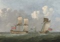 A man-o'war heaving-to for the approaching Admiralty Yacht - Francis Swaine