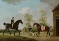 A Master of Foxhounds, said to be a Member of the Bowes Family, with an Attendant, a Saddled Bay Hunter and a Hound - Francis Sartorius