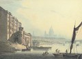 View of the Thames, from Somerset House with St Paul's Cathedral in the distance, London - Francis Nicholson