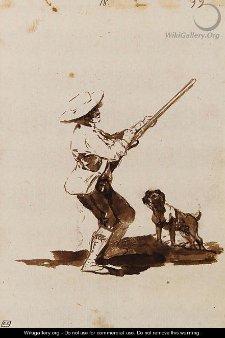 A Hunter loading his Gun, accompanied by his dog - Francisco De Goya y Lucientes