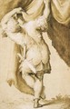 A young warrior, seen from behind, lifting a curtain - Francesco de' Rossi (see Salviati, Cecchino del)