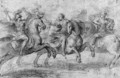 A Queen on Horseback interceding between two Warriors - Francesco Allegrini