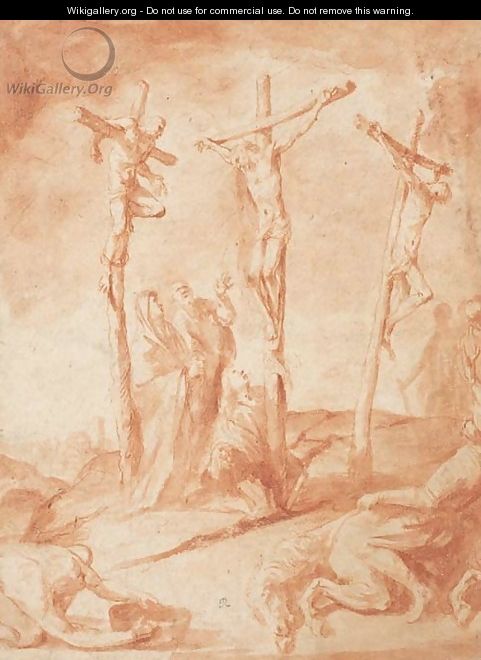 The Crucifixion with the Virgin, Mary Magdalen and Saint John - Francesco Allegrini