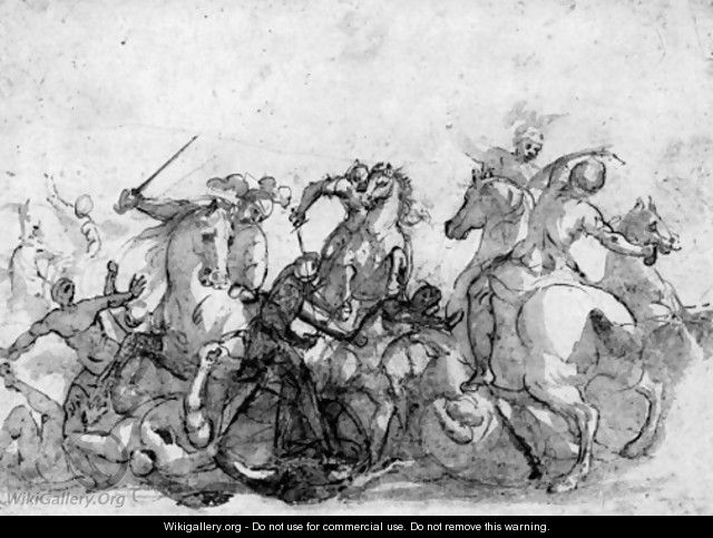 A cavalry skirmish - Francesco Allegrini