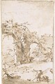 A capriccio with ruins and a small temple - Francesco Guardi