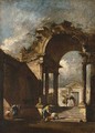 A capriccio with figures amongst classical ruins - Francesco Guardi